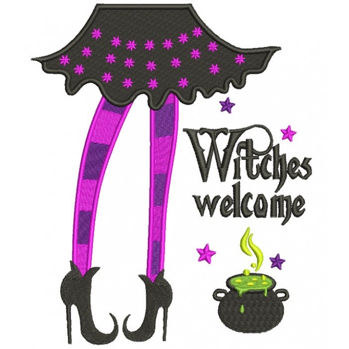 Witches Welcome Halloween Filled Machine Embroidery Design Digitized